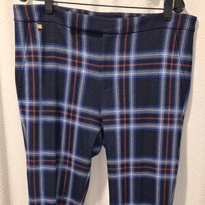 Lauren Ralph Lauren Plaid Pants Women’s L/G Navy Blue Stretch Ankle